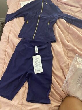 lululemon athletica Purple Zip Varsity Jacket & Shorts Set